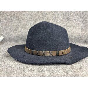 Pistil Hat Fedora Fitted Womens Dark Blue Wool Felt Western Wide Brim Leather